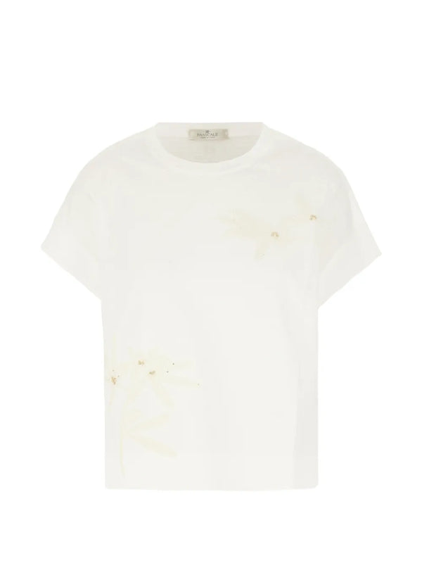 Panicale Slub texture cotton (presumed) t-shirt in cream