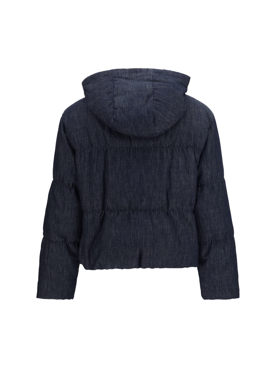 Padded Jacket Denim Blue Cotton