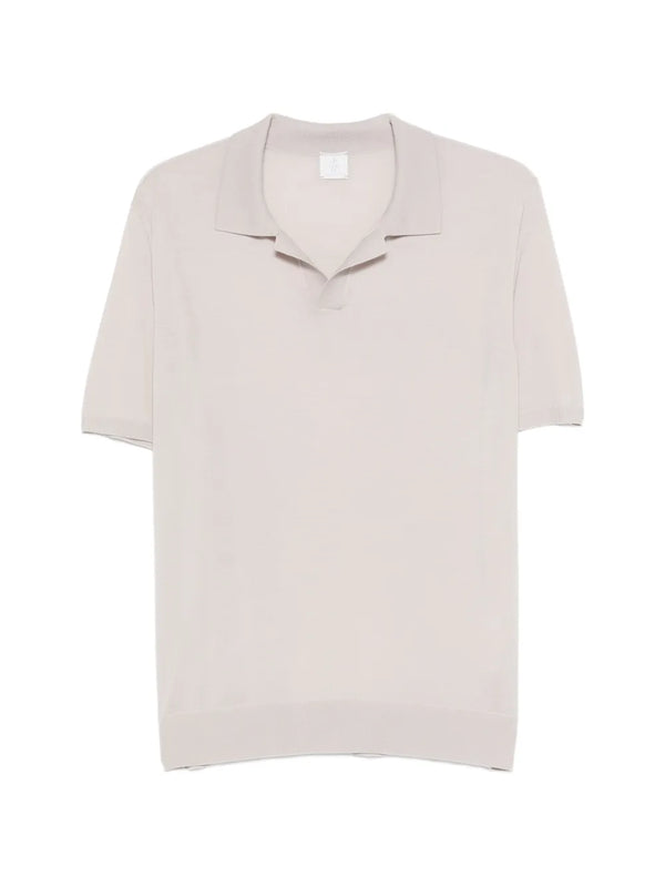 Eleventy Knitted polo shirt in sand