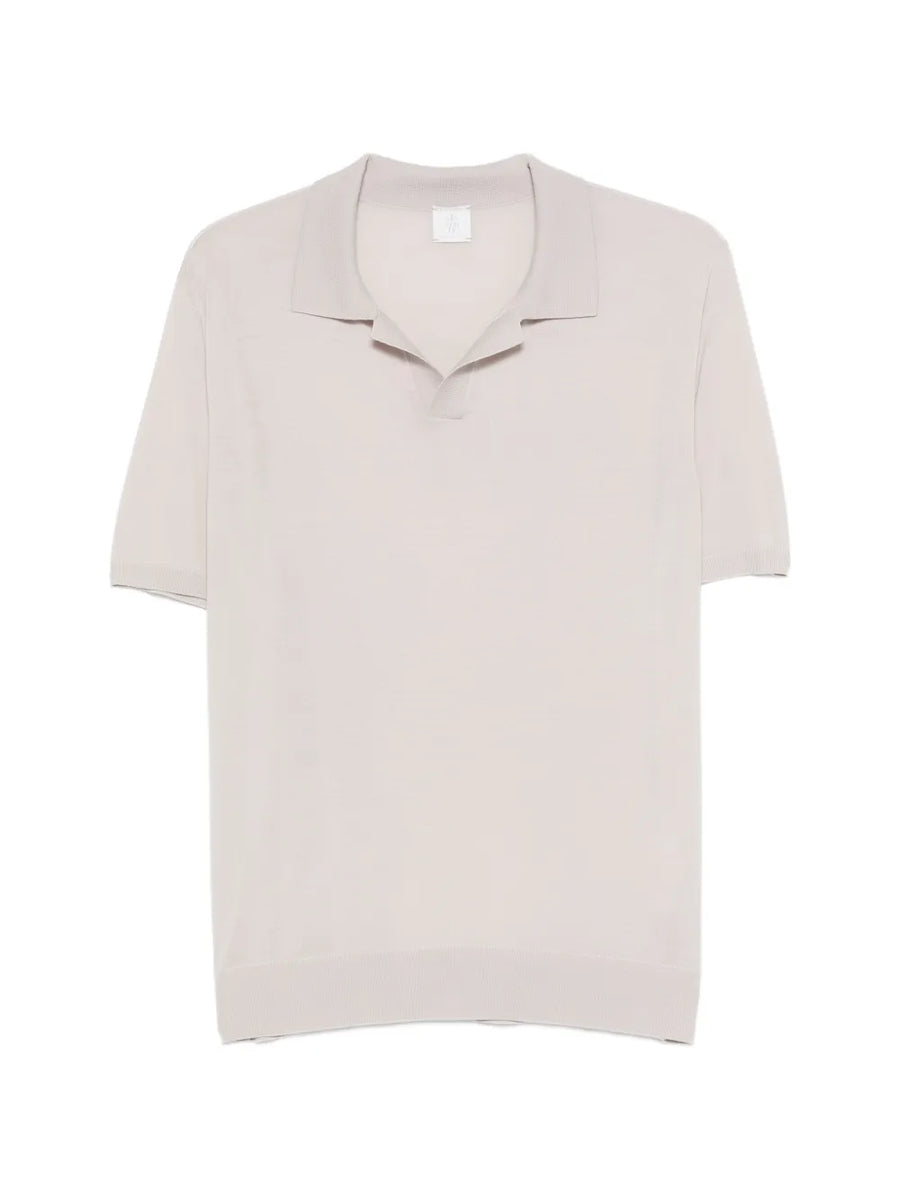 Eleventy Knitted polo shirt in sand