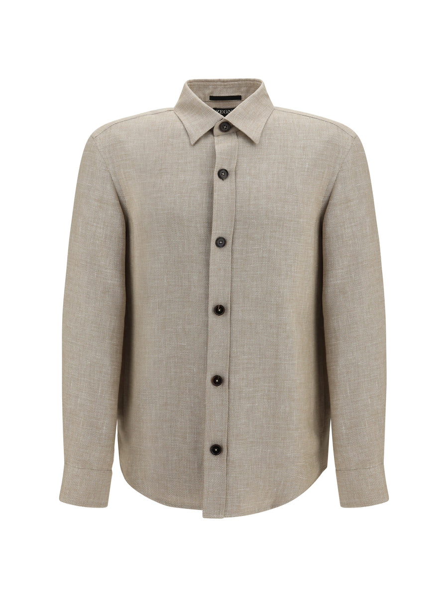 Zegna 49% Linen overshirt in beige