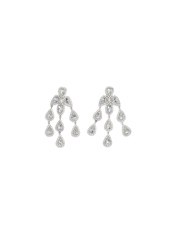 Drop Earrings Rhodium Silver Metal