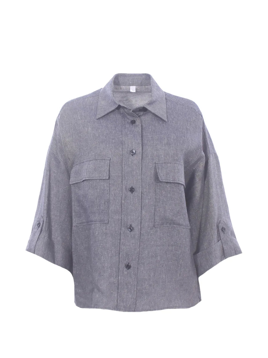 Eleventy Linen blend shirt in grey
