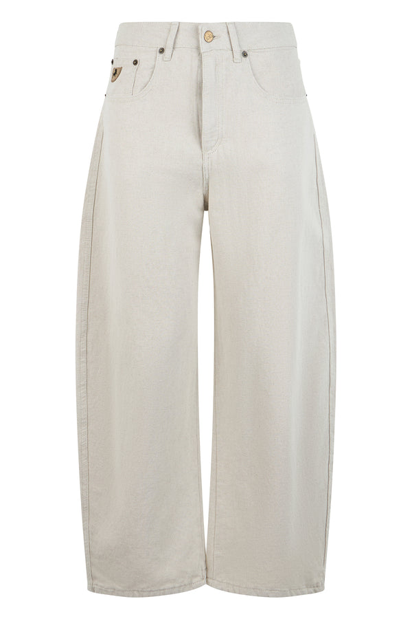 Wide-Leg Jeans Cotton-Linen Blend Rinse