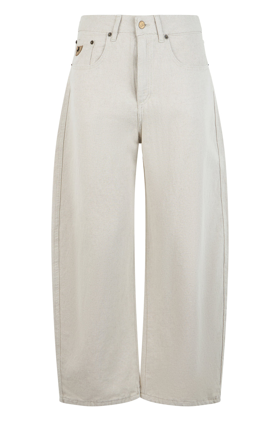 Wide-Leg Jeans Cotton-Linen Blend Rinse