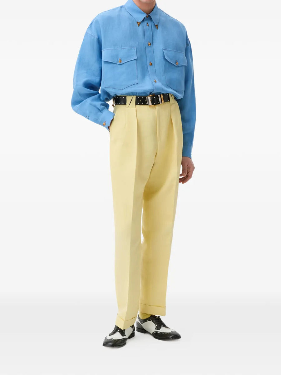 Trousers Wool-Linen Beige Wool And Linen Blend