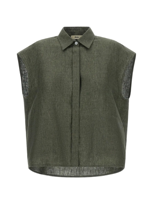 Herno Linen 100% tank top in green