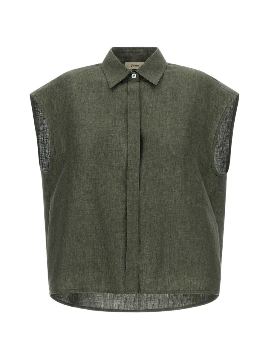 Herno Linen 100% tank top in green