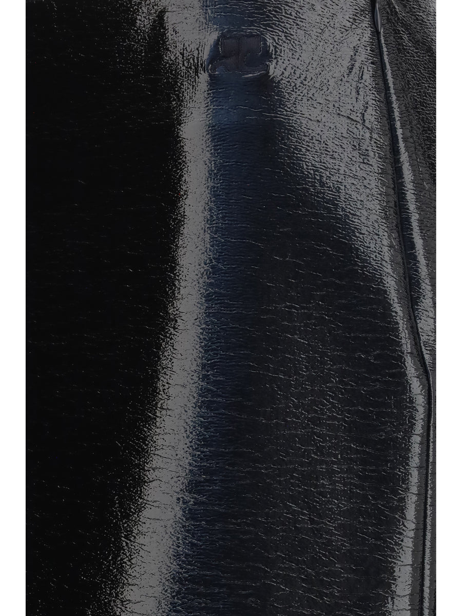 Skirt Vinyl Midi Black Cotton