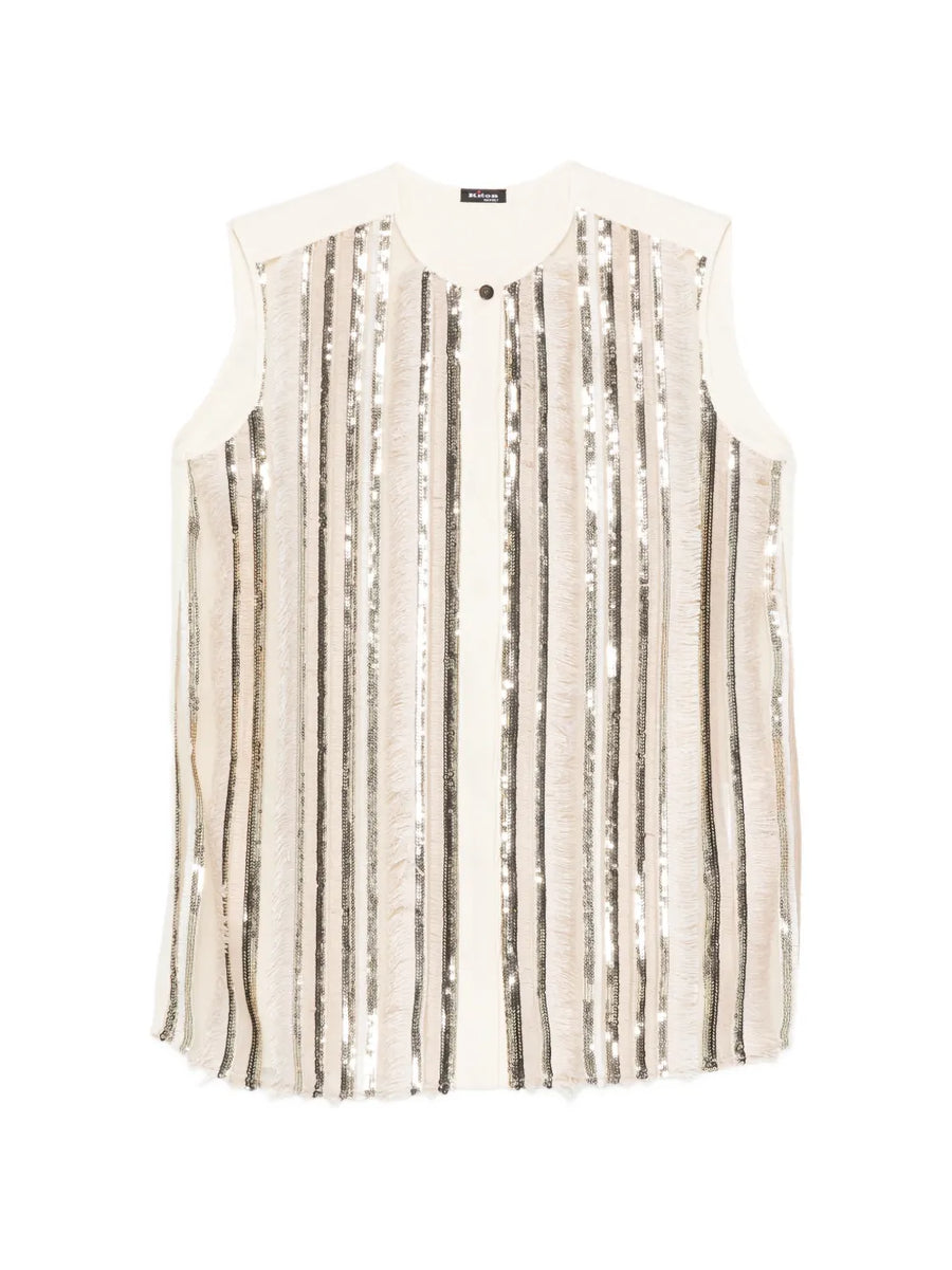 Kiton Linen 100% tank top in cream