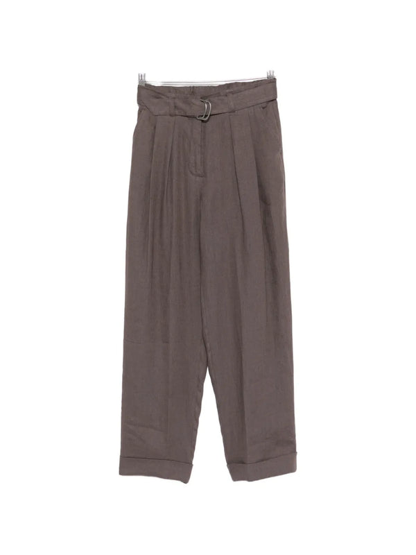 Panicale Linen/Flax 100% trousers in brown
