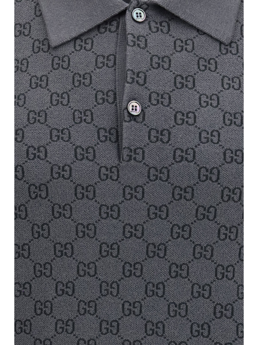 Polo Shirt Gg Jacquard New Grey-Rock Grey/rock Lamb (ovis Aries)