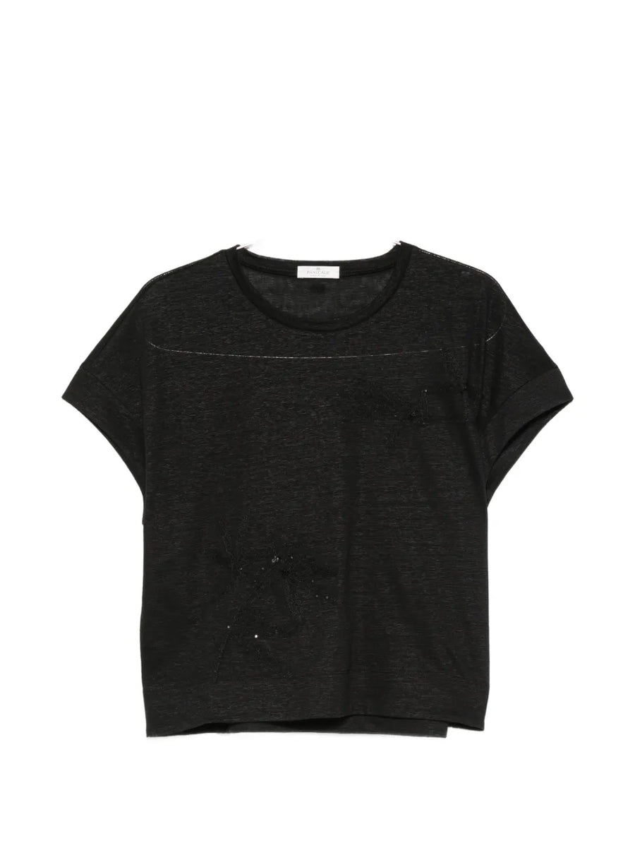 Panicale Linen/Flax 56% t-shirt in black
