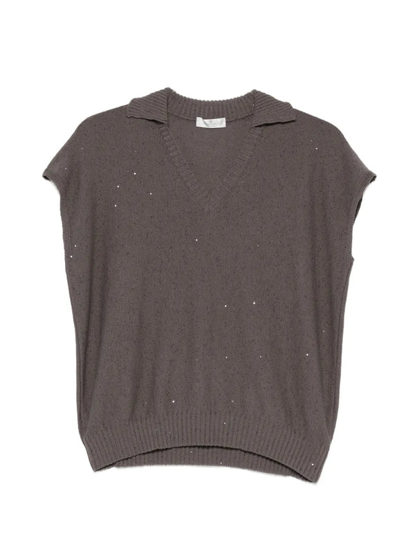 Panicale Cotton 98% tank top in brown