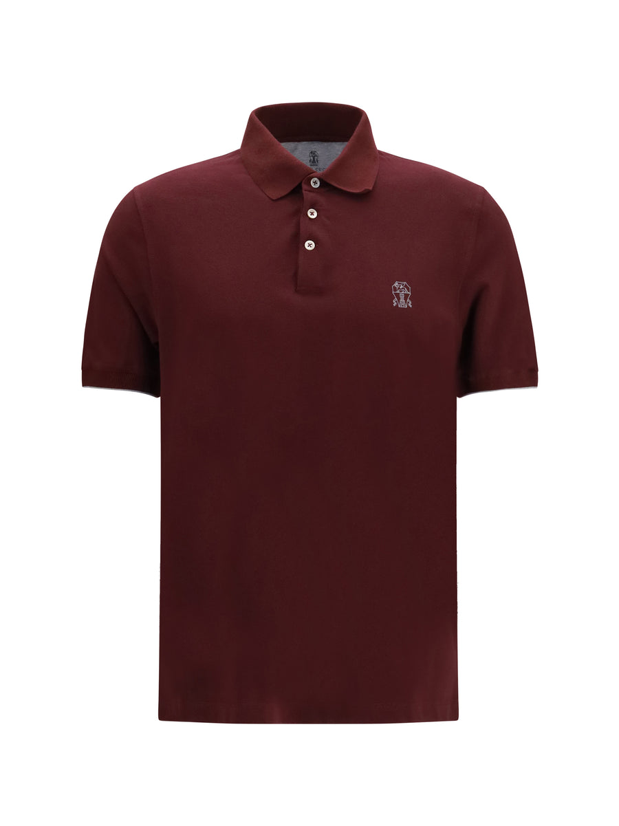 Brunello Cucinelli 100% Cotton polo in burgundy