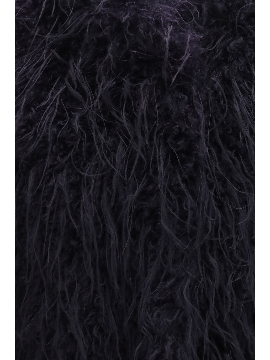 Eco Mongolia Faux Fur Vest Night Blue Polyester Blazers
