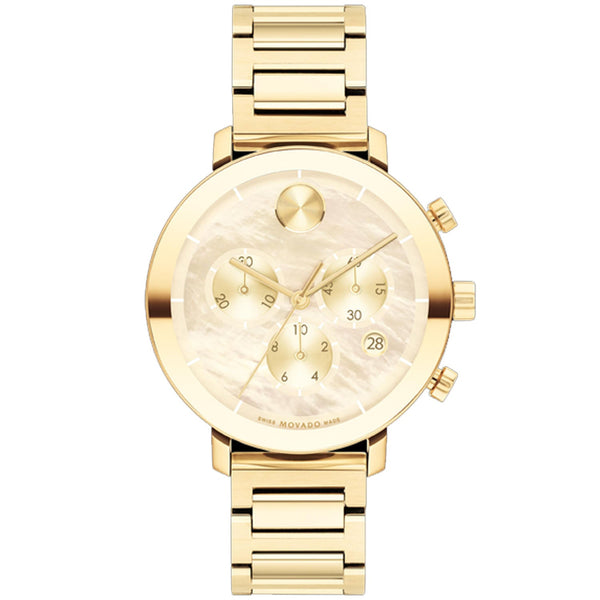 Movado Stainless steel case and bracelet watch in gold