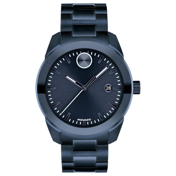 Movado Stainless steel case and bracelet watch in blue