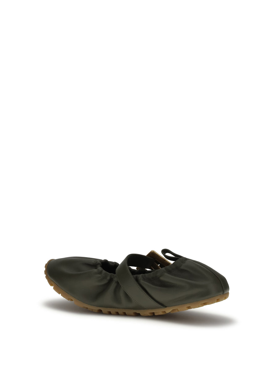 Ballerinas Buckle-Strap Green Ballerina Shoes