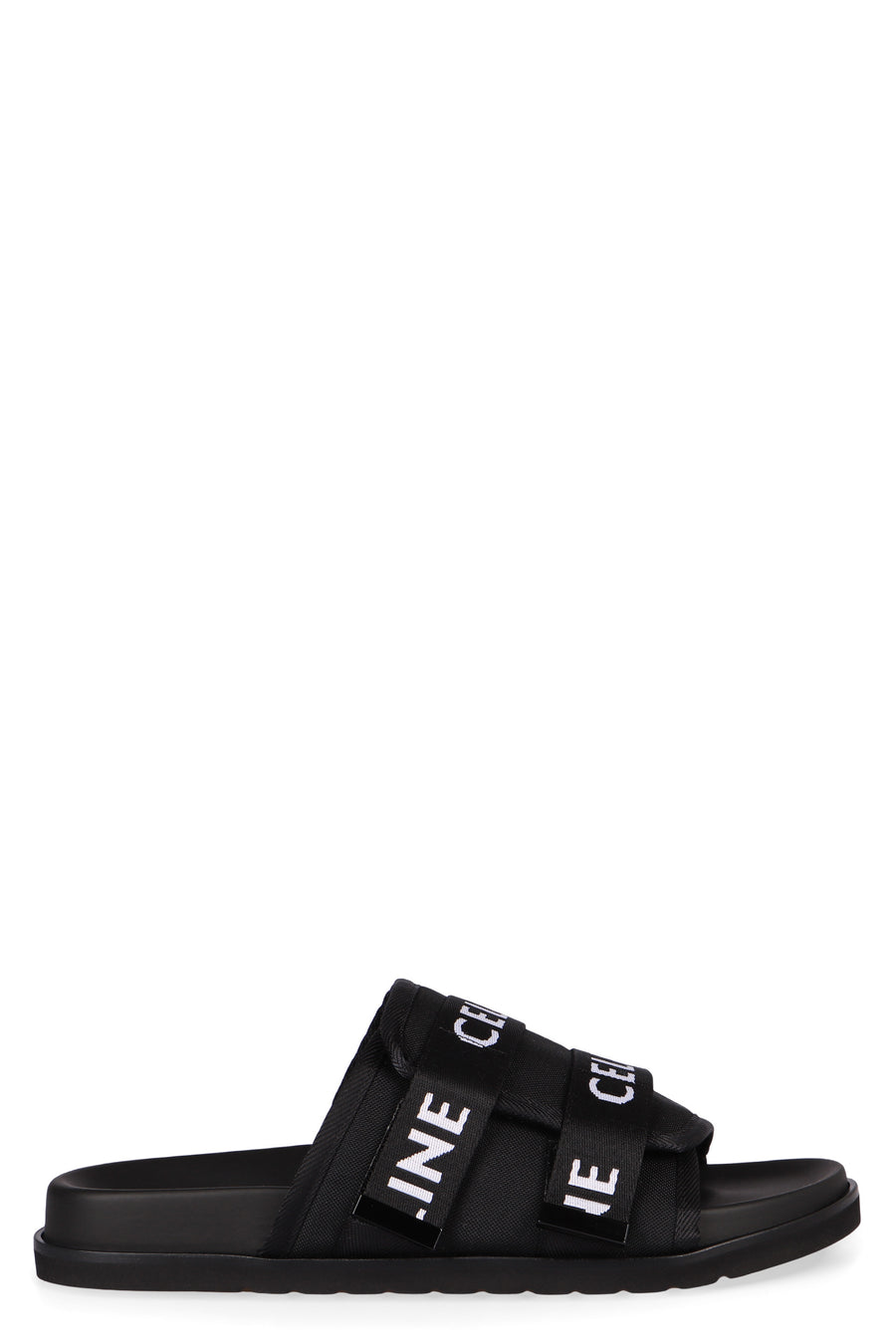 Slides Jacquard-Strap Black Polyester Flip Flops &