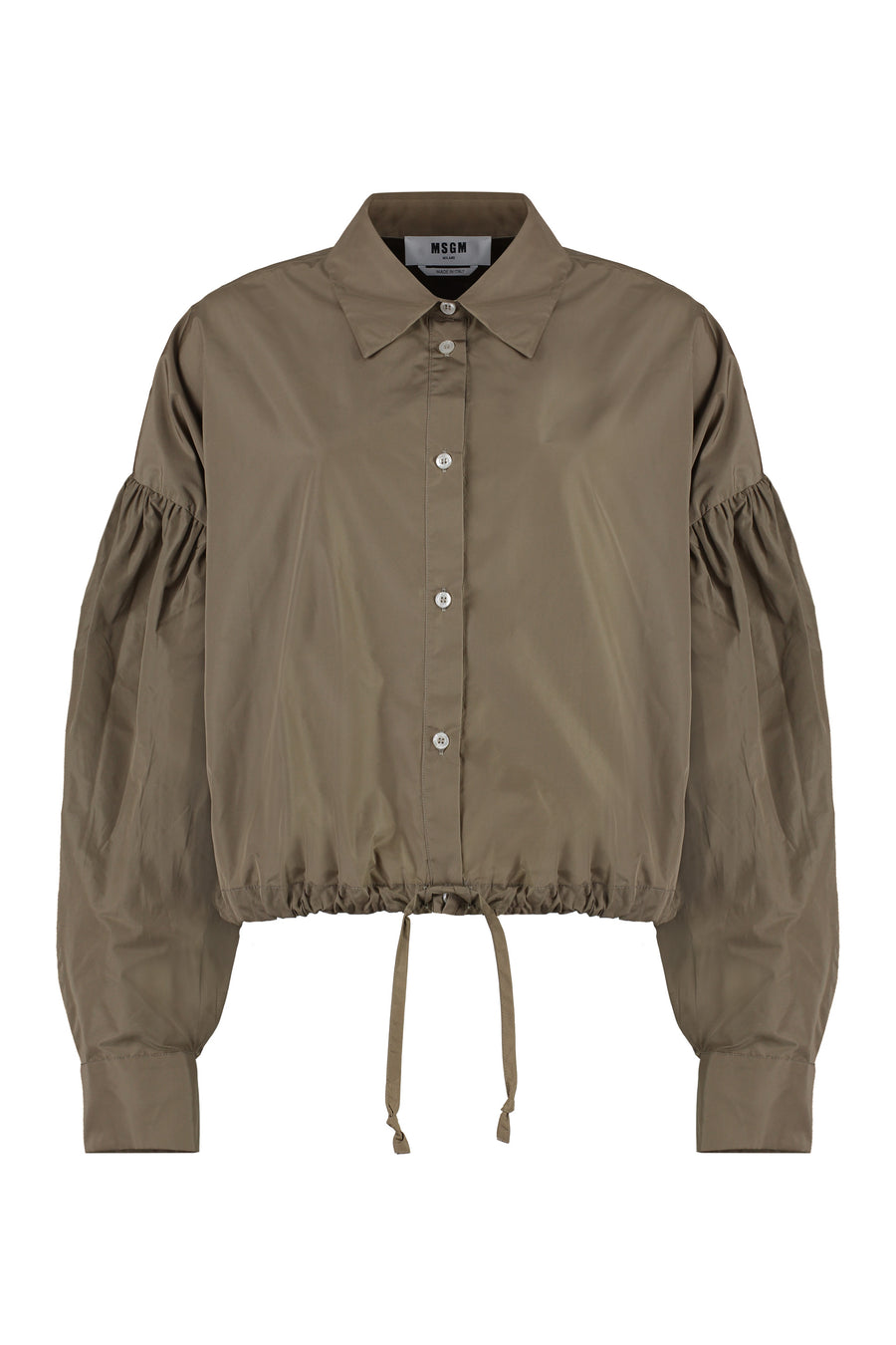 Taffeta Balloon Sleeve Shirt Beige Polyester