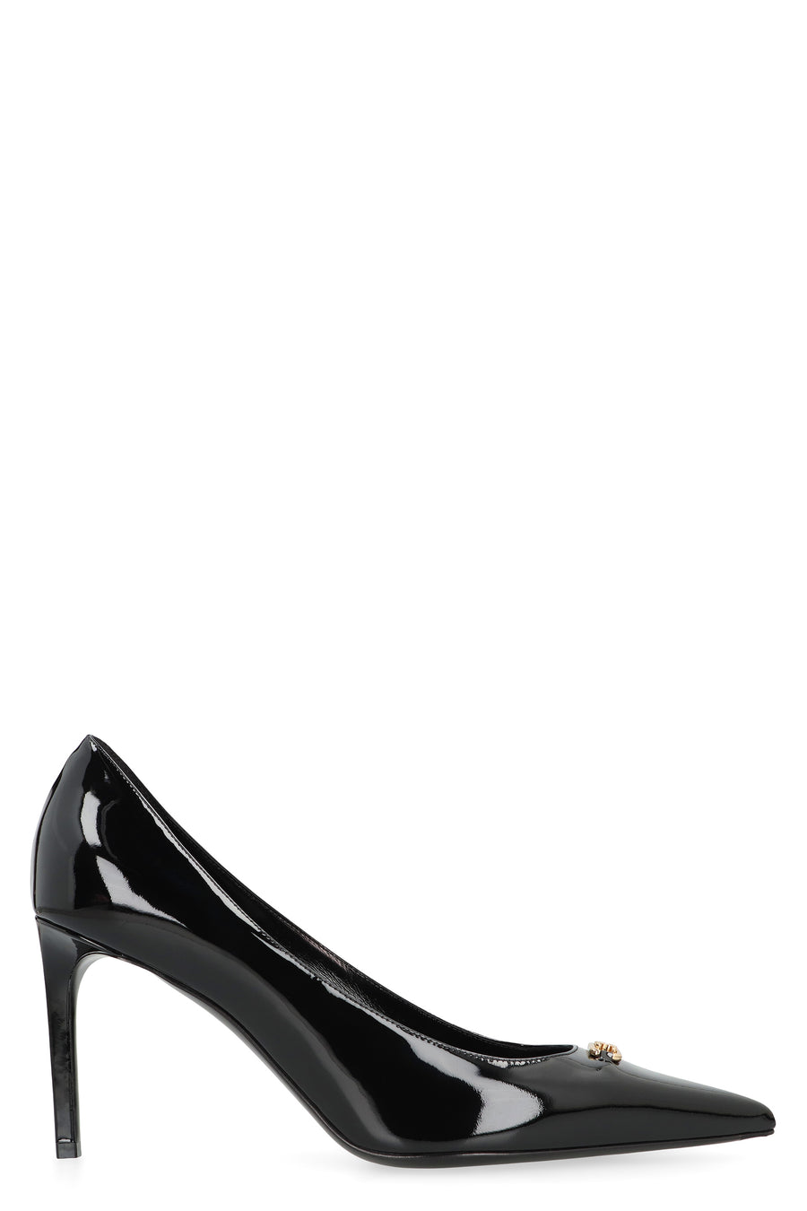 Lacquered Black Heels With Pointed Toe Leather Pumps