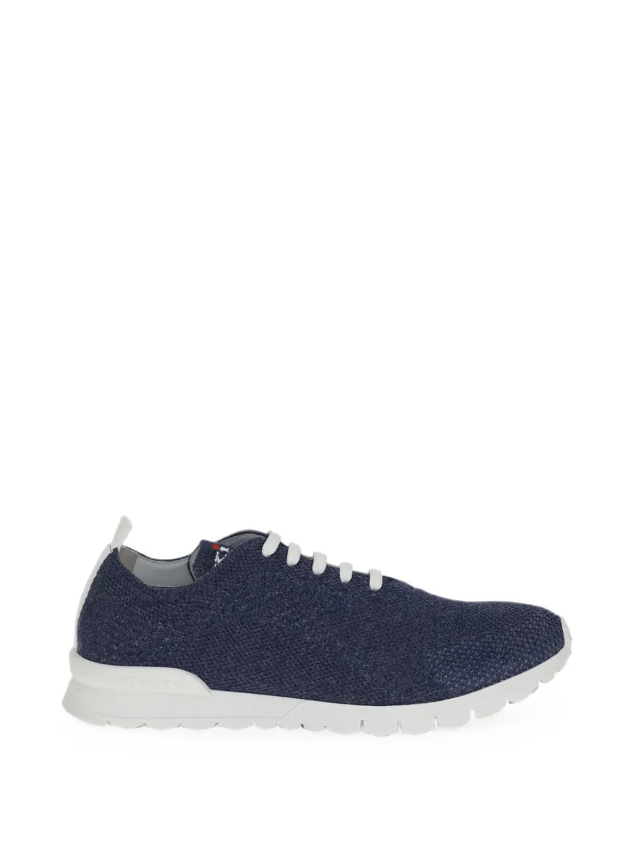 Kiton Knitted fabric upper sneaker in navy