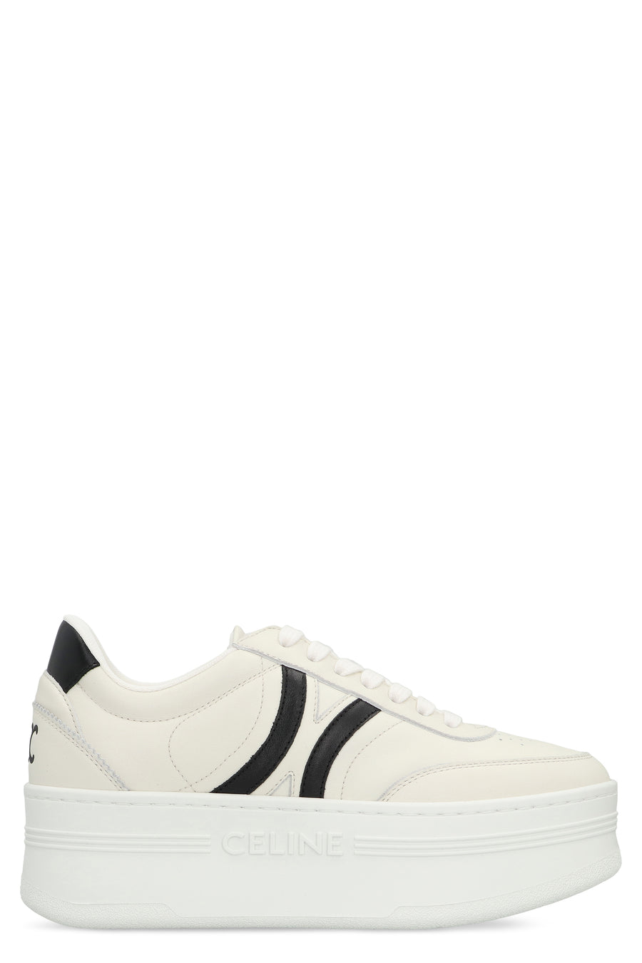 White Leather Platform Sneakers Trainers