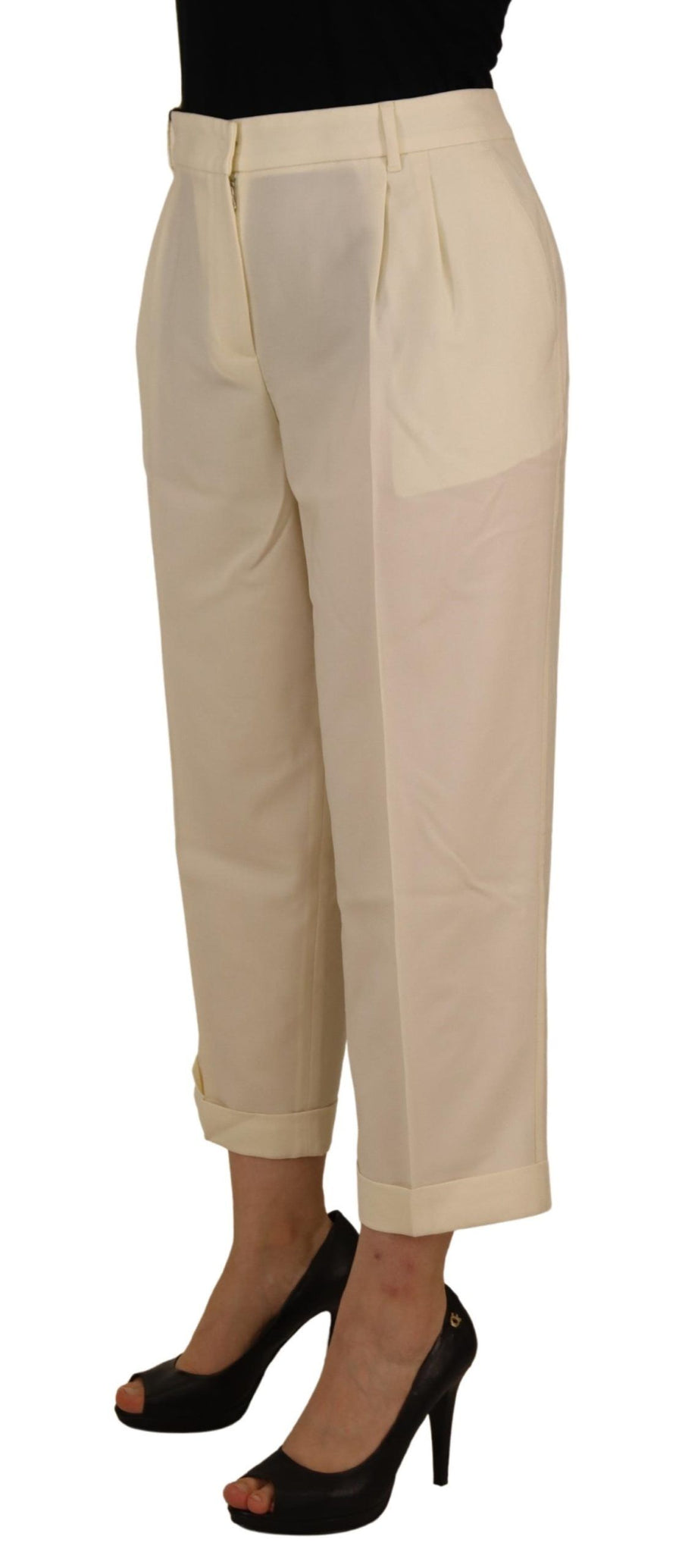 Dolce & Gabbana 97% Virgin Wool trousers in ivory