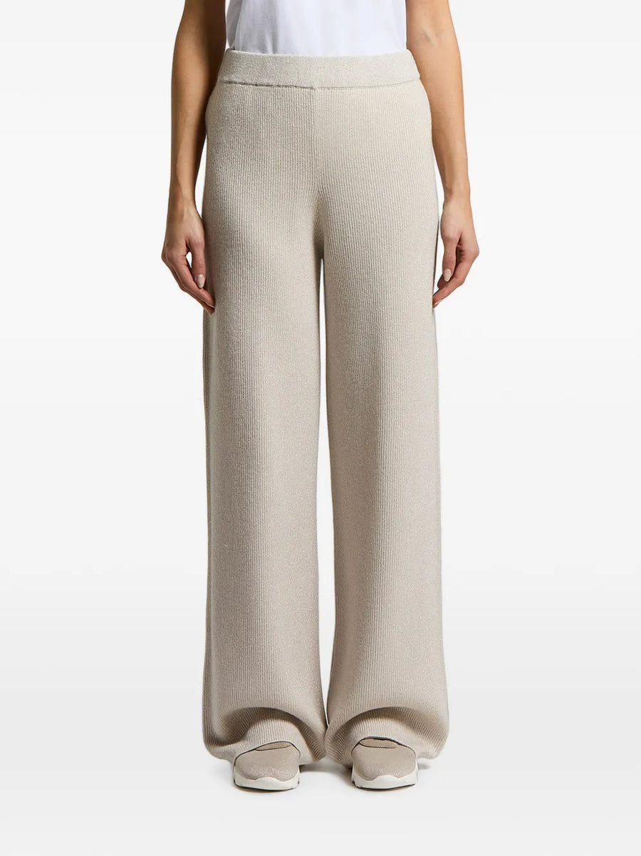 Peserico Ribbed-knit with glitter effect trousers in beige