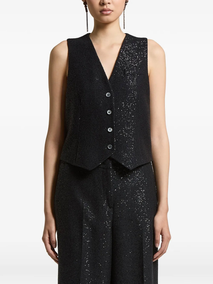 Peserico Sequin-embellished knit vest in black