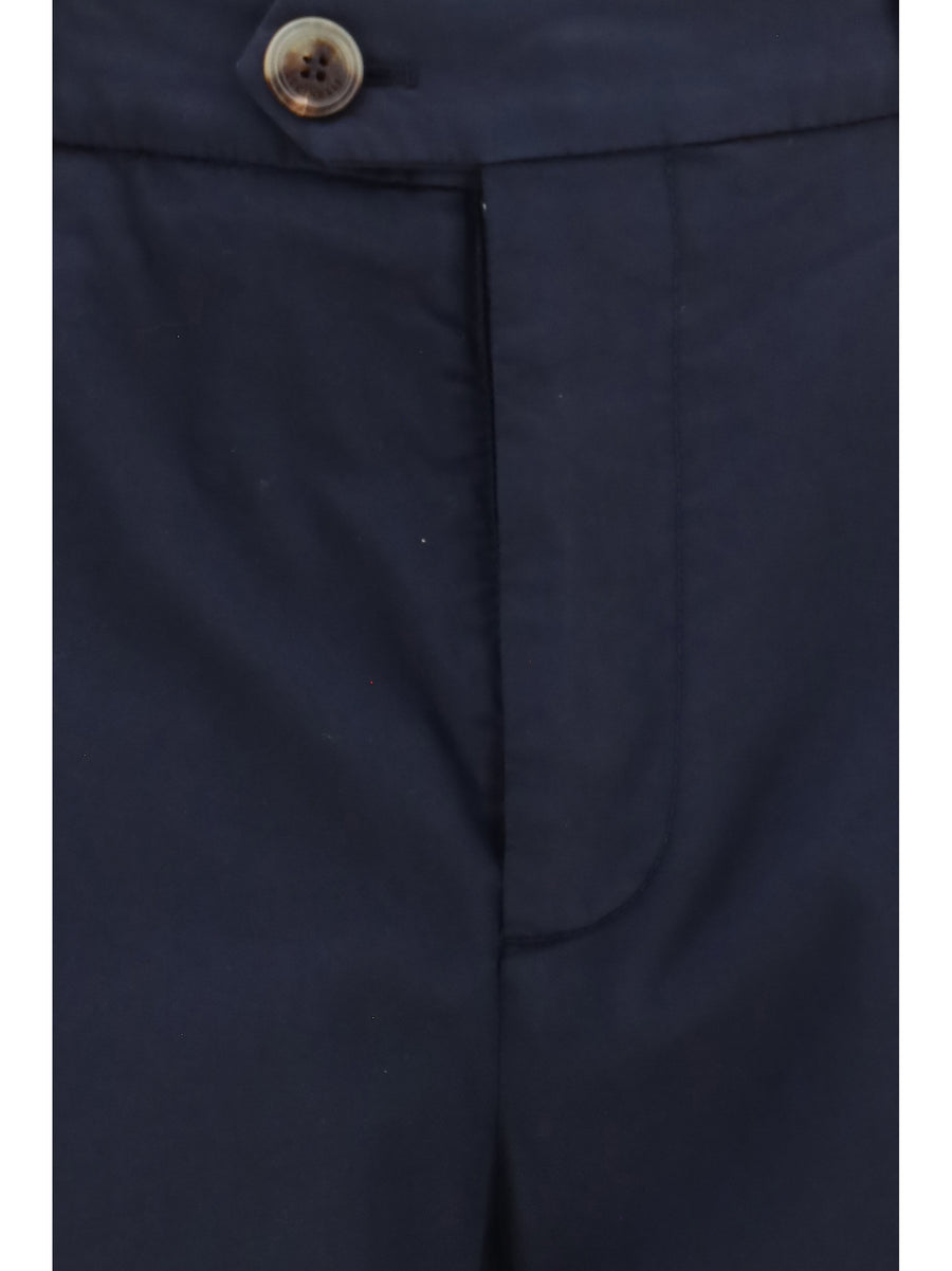 Cotton-Blend Chino Pants Navy Trousers