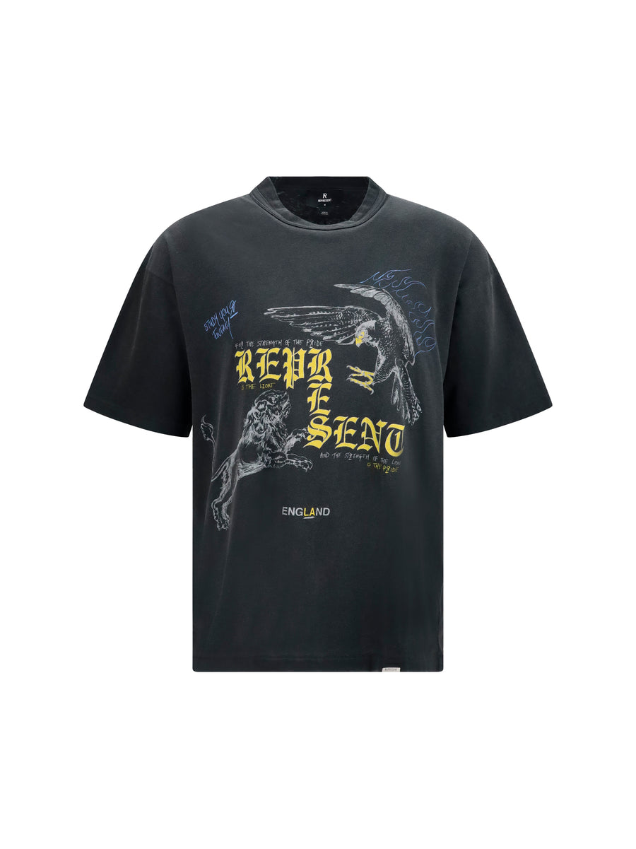 Represent 100% cotton t-shirt in black