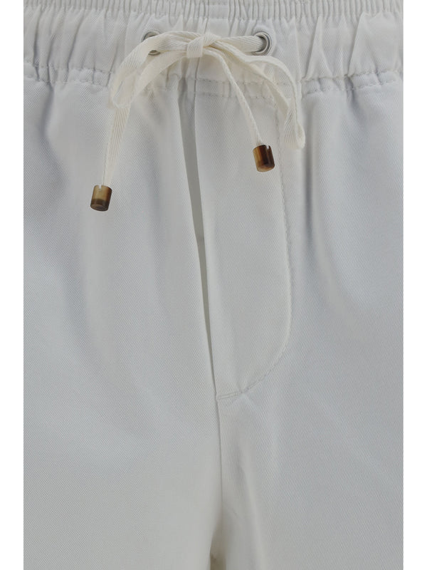Cargo Shorts White Cotton Bermuda