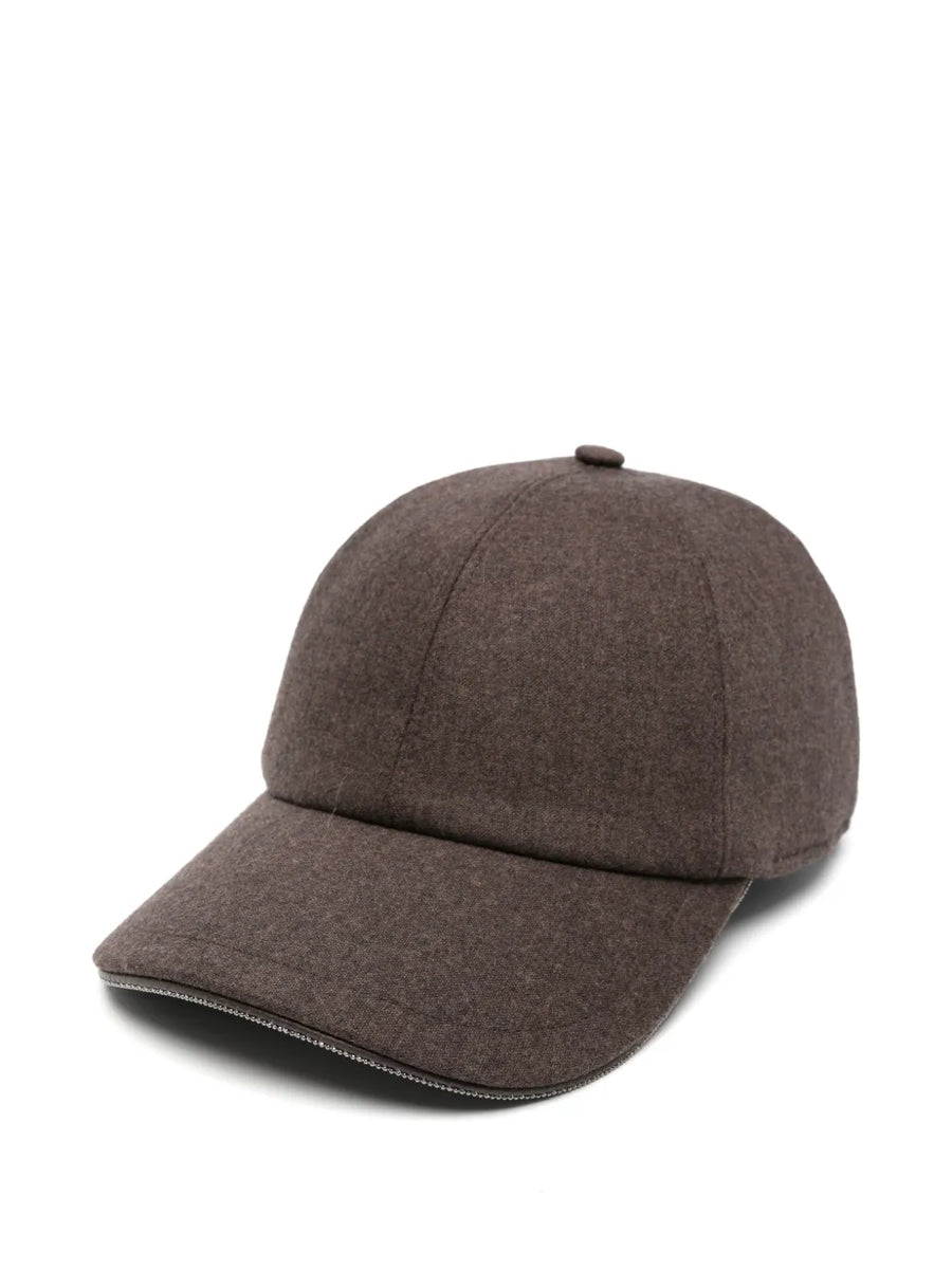 Peserico Outer: Virgin Wool 90% baseball cap in brown