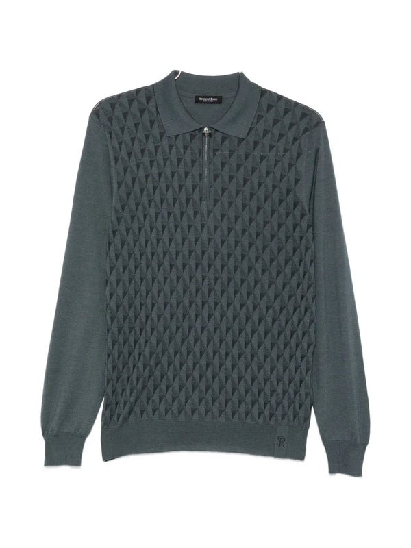 Stefano Ricci Wool polo in charcoal