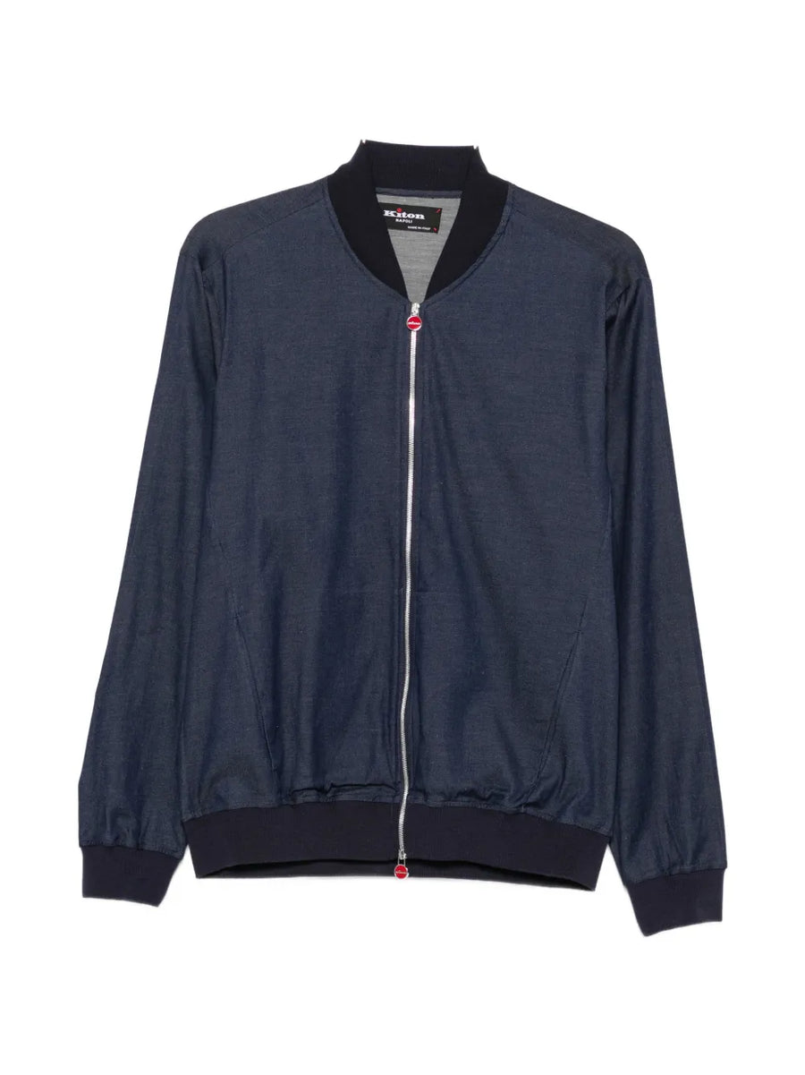 Kiton Denim bomber jacket in navy