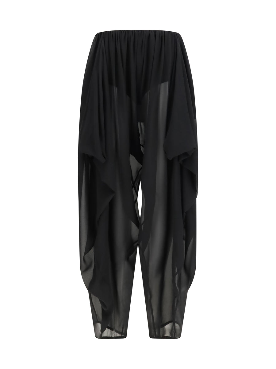 Balloon Pants Black Silk Trousers