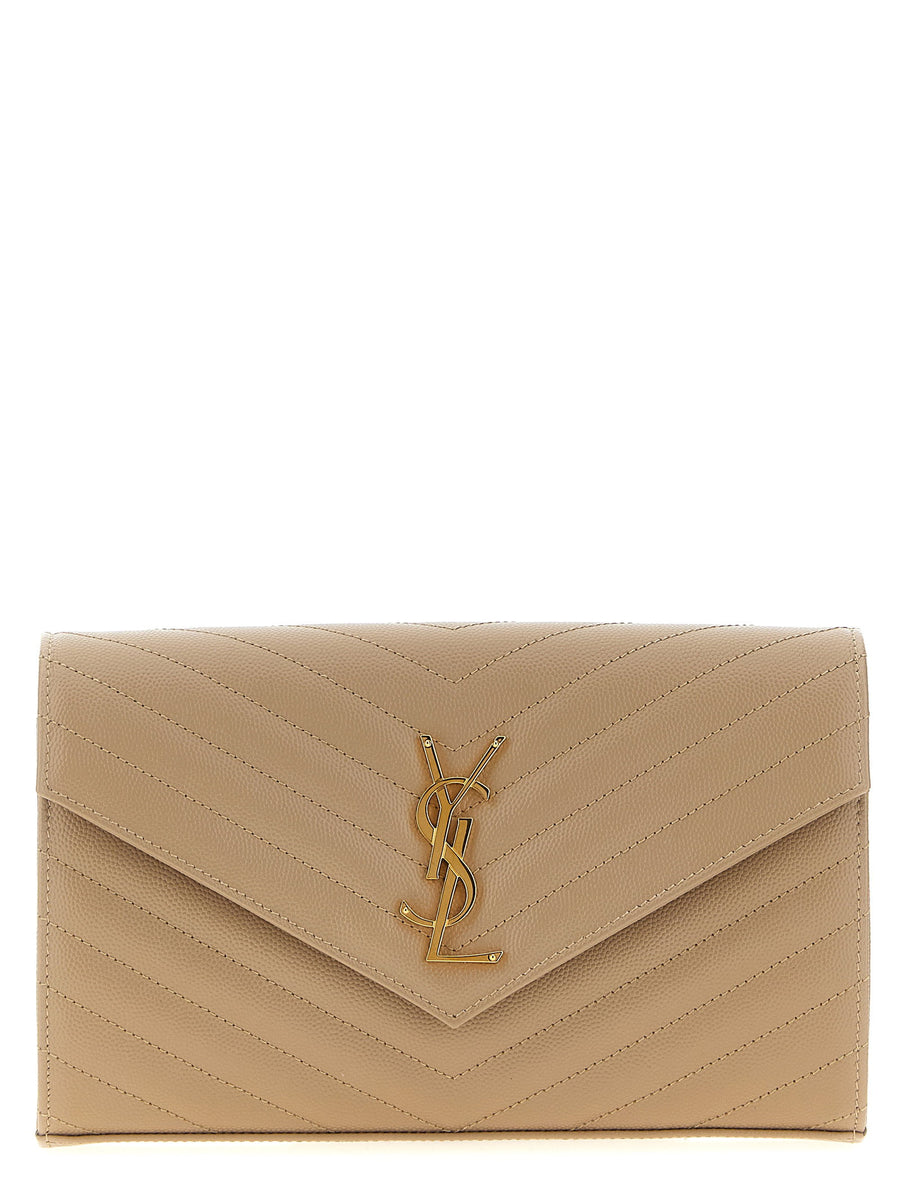 Saint Laurent Monogramme Crossbody Bag — Beige