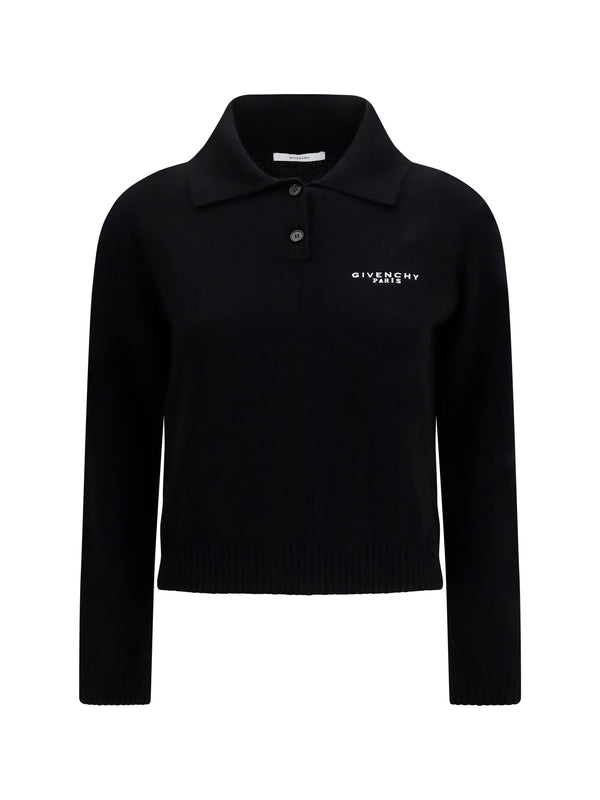 Givenchy 70% wool (Ovis aries); 30% cashmere (Capra hircus) polo sweater in black