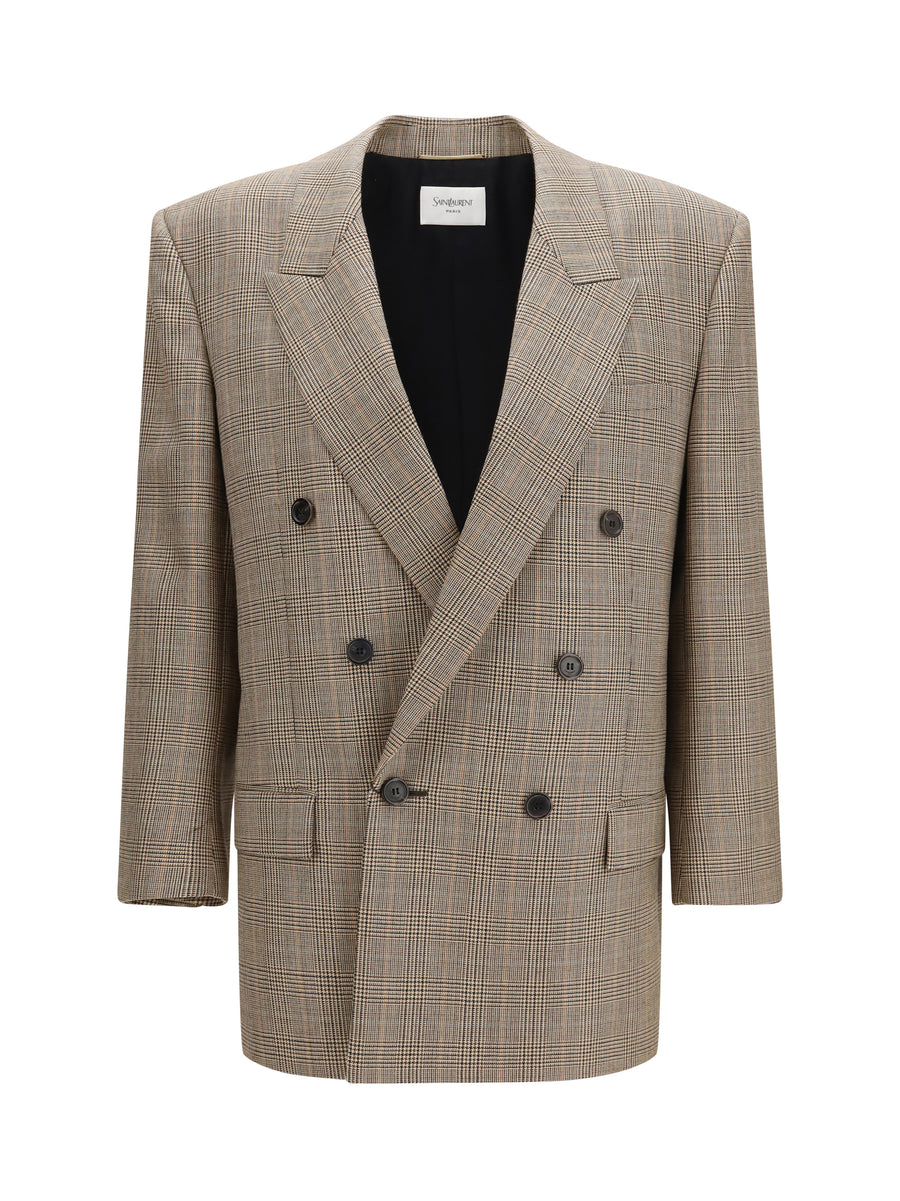Prince Of Wales Houndstooth Wool Blazer Beige Marron Marine Fleece Ovis Aries Jacket