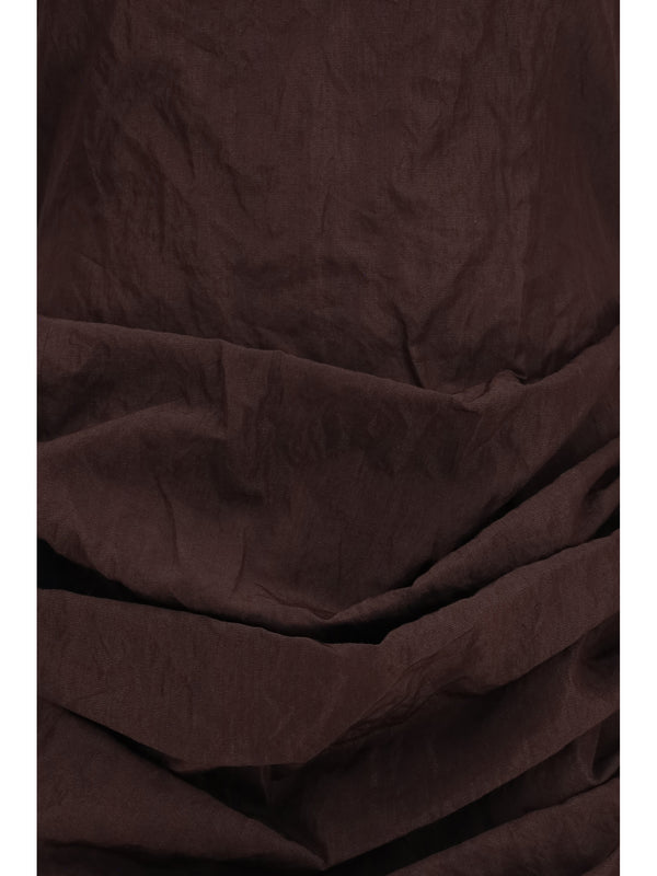 Draped Mini Dress Brown Cotton