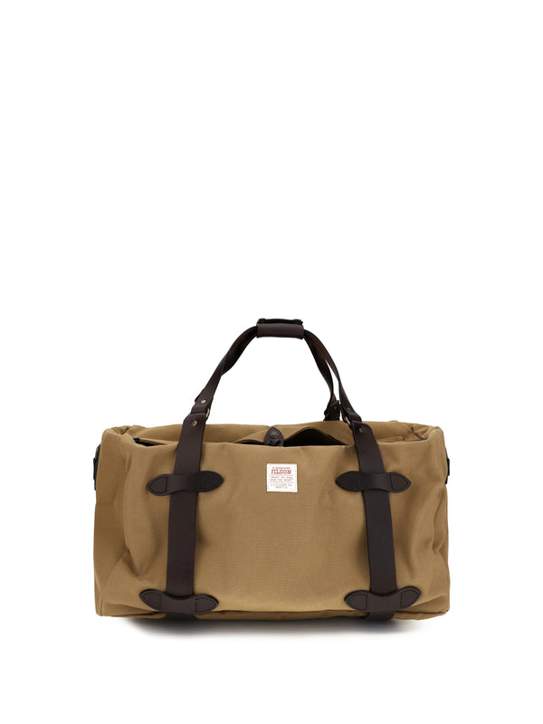 Medium Rugged Twill Travel Bag Tan Cotton Shoulder