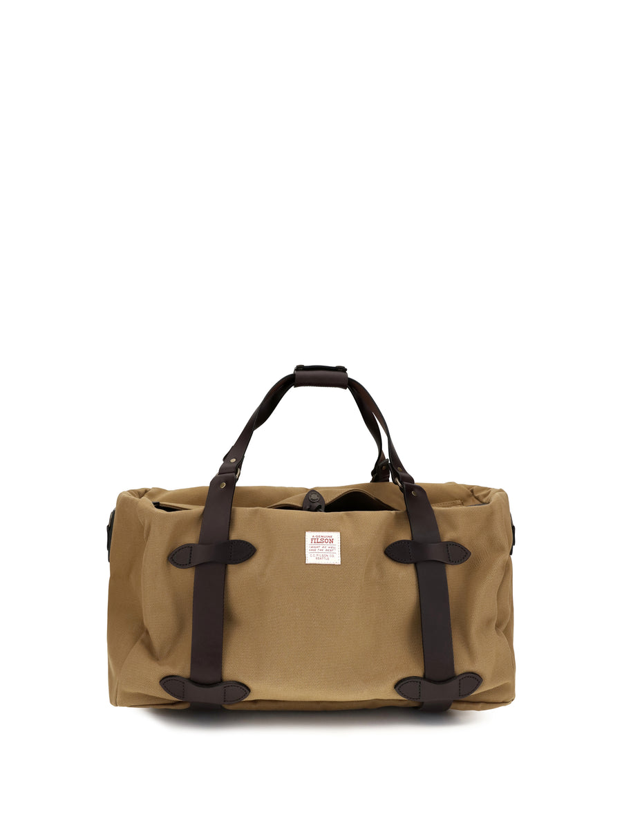 Medium Rugged Twill Travel Bag Tan Cotton Shoulder