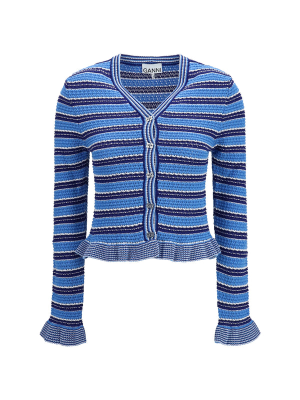 Ganni 100% Cotton cardigan in blue