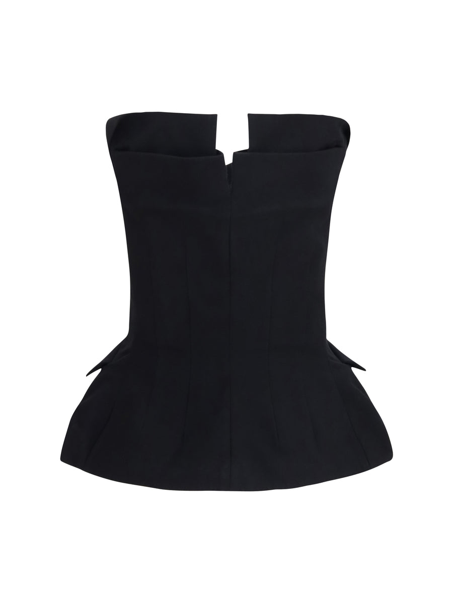 Top Cotton Bustier Corset Black Silk Shirt