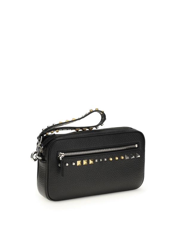 Clutch Bag Rockstud Black Calf Leather Wash