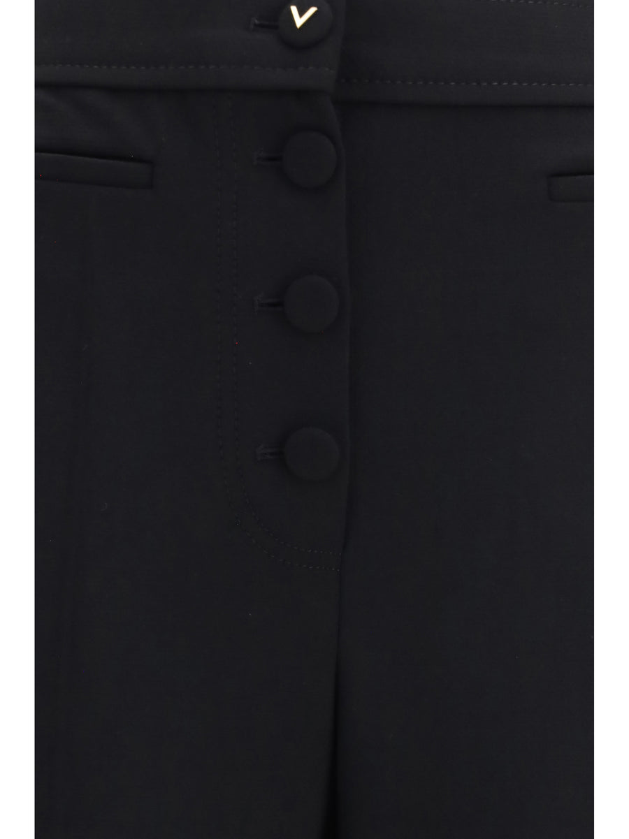 Wool Flare Pants Black Trousers