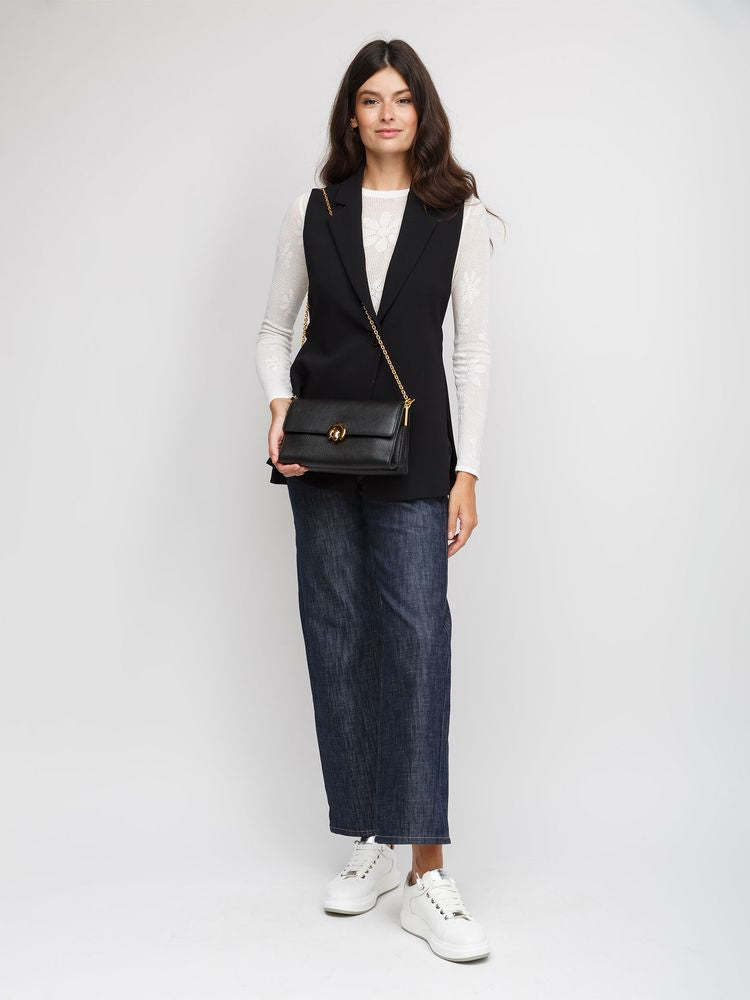 Coccinelle 100% Cow Leather crossbody bag in black
