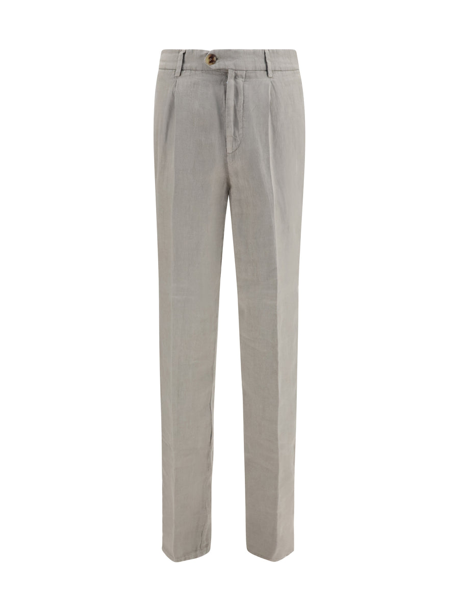 Garment Dyed Ginen Gabardine Pants Kaky Linen